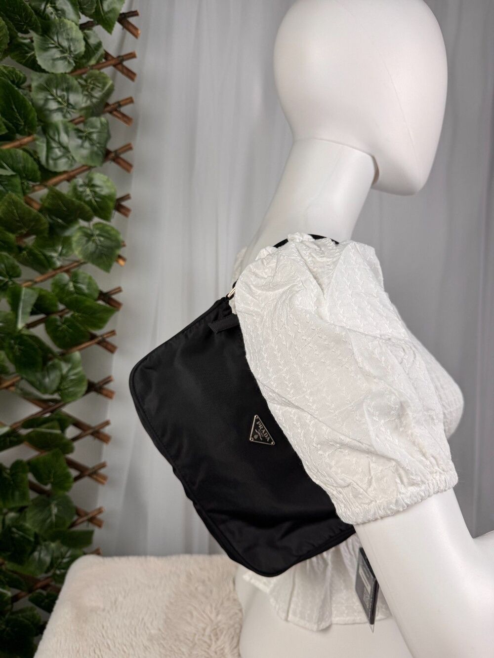 Prada tessuto nylon baguette bag vintage 1990s-2000s black - Picture 3 of 11